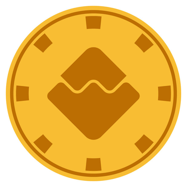 Waves Currency Gold Casino Chip - Vector, afbeelding