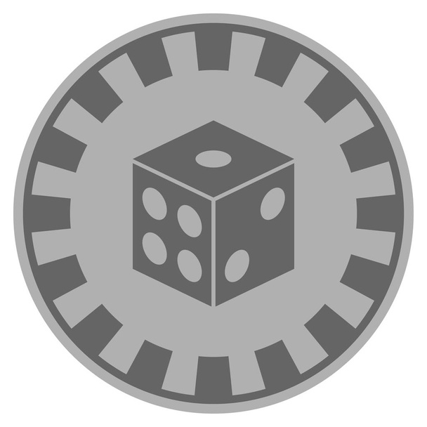 Dice Silver Casino Chip - Vetor, Imagem