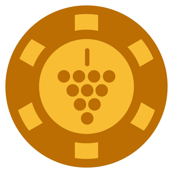 Grapes Gold Casino Chip - Вектор,изображение