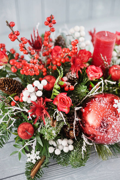 Christmas floristic composition, close up - Foto, Imagen