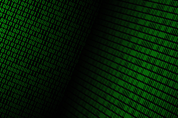 Obraz z kodu binarnego składa się zestaw zielony cyfr na czarnym tle - Zdjęcie, obraz