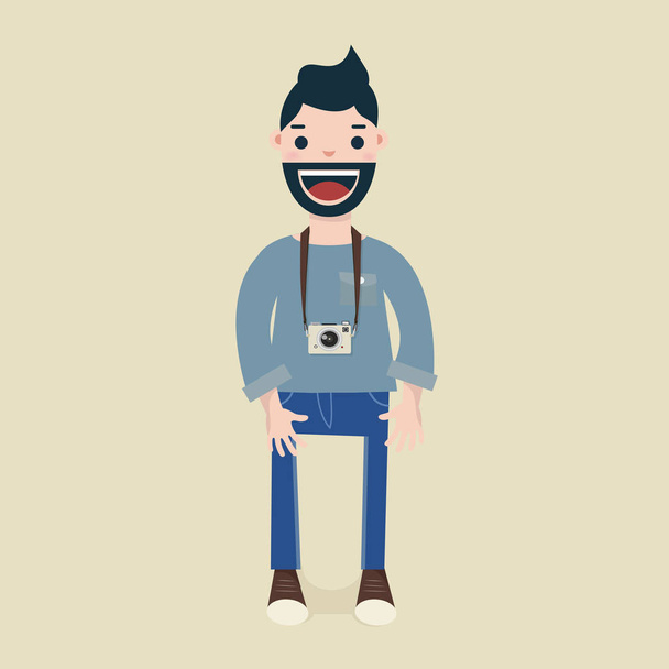 Hipster men with his camera - Vecteur, image