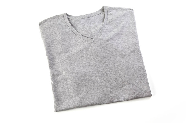Grey folded t-shirt mock up, ready to replace your design. - Foto, Imagem