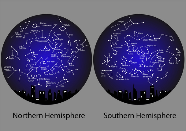Constellations of the northern and southern hemisphere - Vector, Image