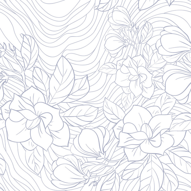 Jasmine floral vector seamless pattern - Vektör, Görsel