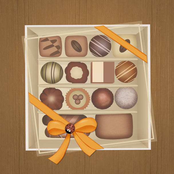 ボックスにチョコレートのイラスト - 写真・画像