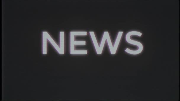 NEWS word on computer old tv vhs effect glitch interference noise screen animation seamless loop - New quality universal vintage motion dynamic animated background colorful joyful video - Footage, Video