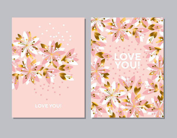 luxuriöse elegante florale Vektormuster. Frühlingsblütenmotiv mit Sakura-Blumen für Karten, Poster, Header, Hochzeitsprojekte. - Vektor, Bild