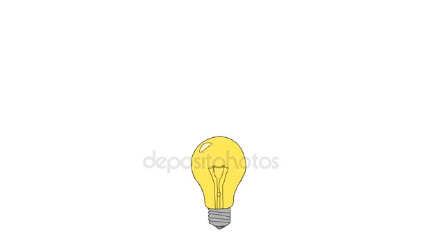 Desenho animado desenhado à mão conceito mostrando uma lâmpada ligh desenvolvendo ideias para a realização
. - Filmagem, Vídeo