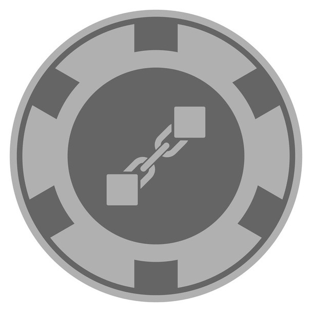 Blockchain Silver Casino Chip - Vector, afbeelding