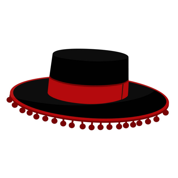Spanish hat black and red - Fotoğraf, Görsel