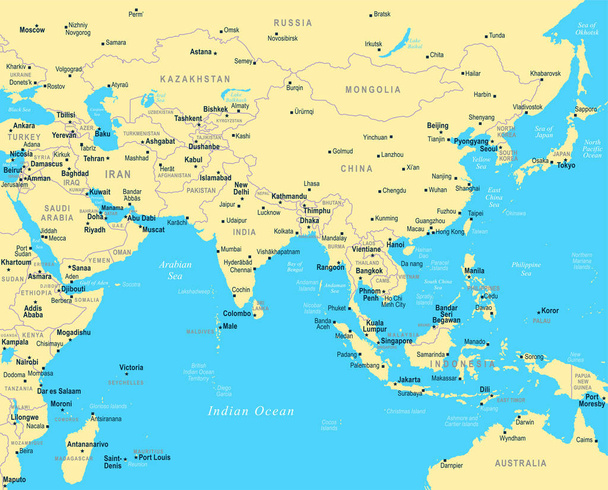 Zuid-Azië kaart - vectorillustratie - Vector, afbeelding