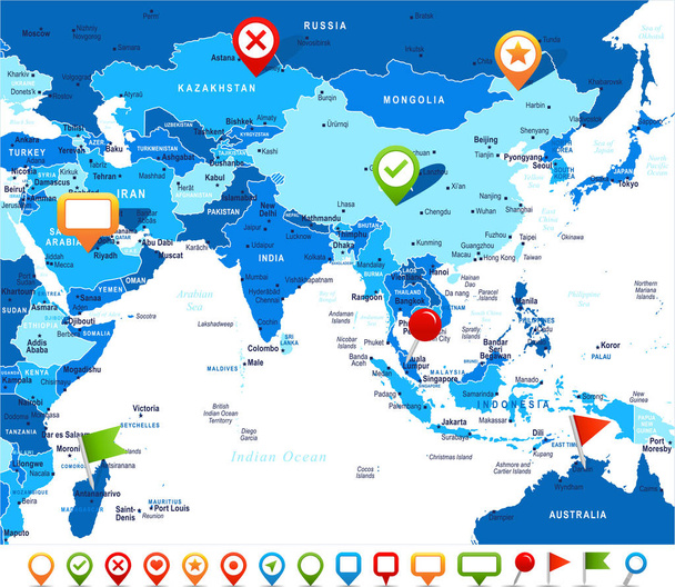 Νότια Ασία Χάρτης - εικονογράφηση διάνυσμα - Διάνυσμα, εικόνα