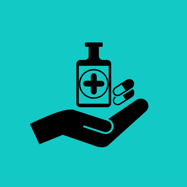 Medicine and hand icon - Vector, Image