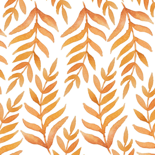 Beautiful abstract orange leaves painted watercolor isolated on  - Zdjęcie, obraz