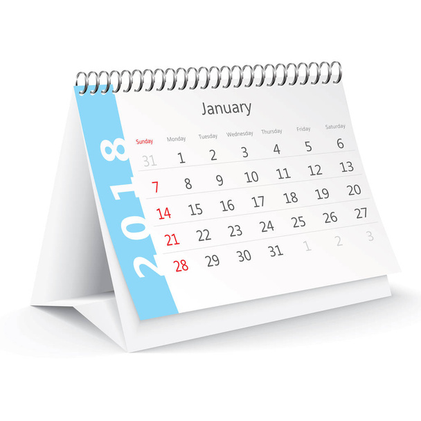 Január 2018 asztali naptár - Vektor, kép