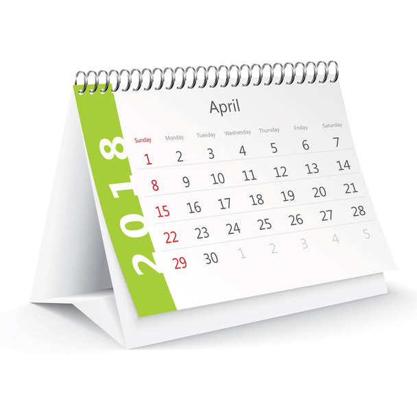 Április 2018 asztali naptár - Vektor, kép