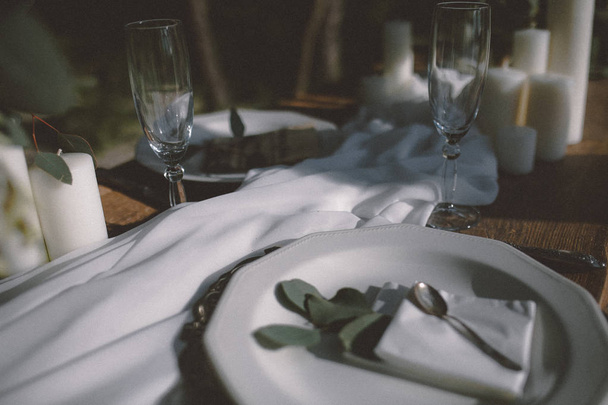 Table served for wedding ceremony in white colors - Valokuva, kuva