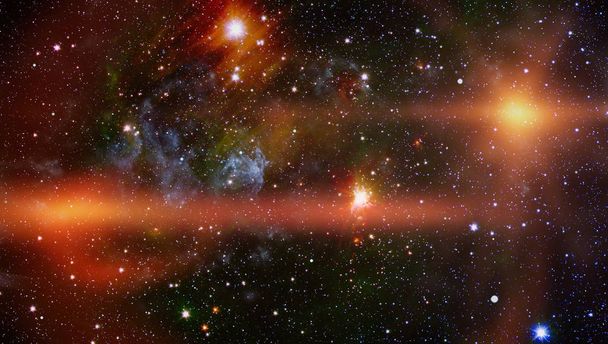 Futurisztikus absztrakt tér háttér. Éjszakai égbolt csillagokkal és ködökkel. A kép elemeit a NASA bocsátotta rendelkezésre - Fotó, kép