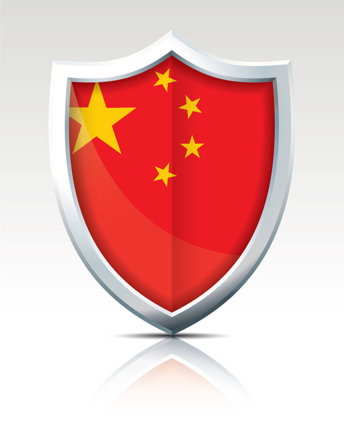 Bouclier avec drapeau de la Chine
 - Vecteur, image