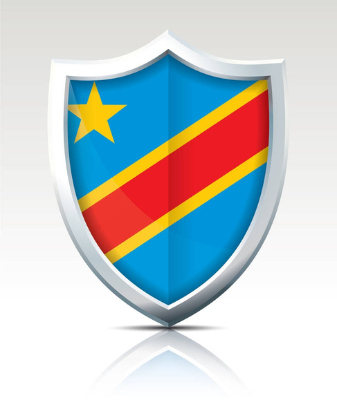 Escudo com Bandeira da República Democrática do Congo
 - Vetor, Imagem