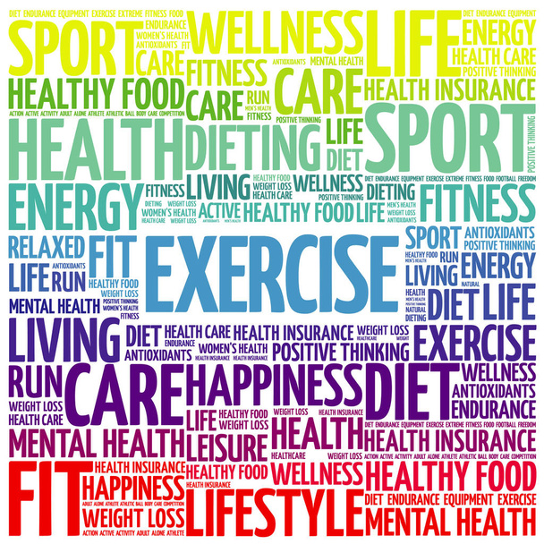 EXERCISE word cloud, fitness - ベクター画像