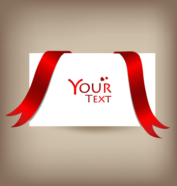 Beautiful cards with red bows and ribbons, vector illustration. - Vettoriali, immagini