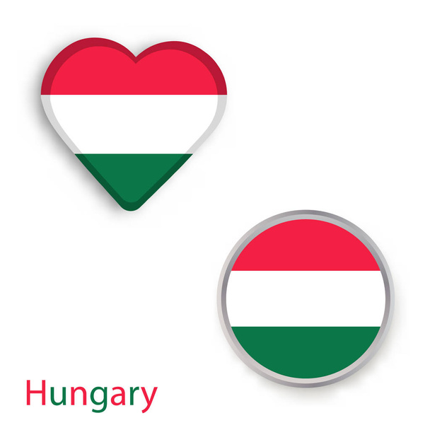 Cuore e cerchio simboli con la bandiera di Ungheria
. - Vettoriali, immagini