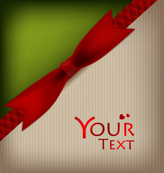 Beautiful cards with red bows and ribbons, vector illustration. - Vetor, Imagem