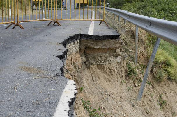 Road Collapse due to erosion - Photo, Image