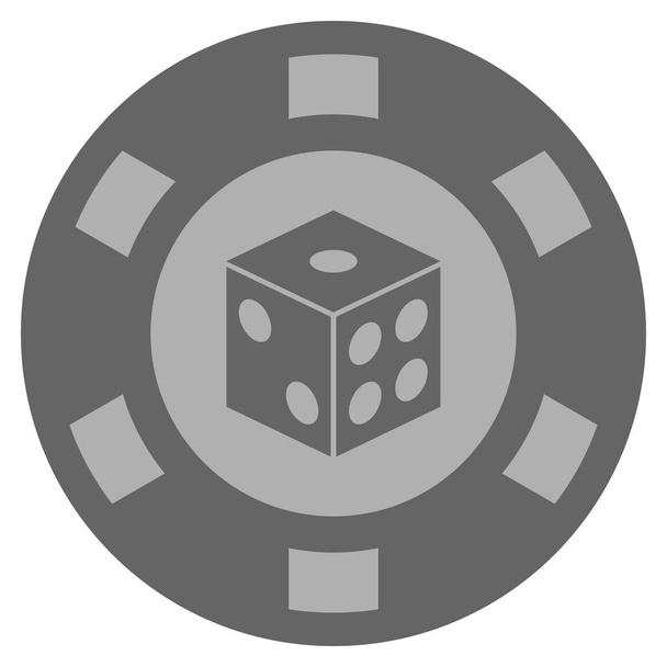 Dice Silver Casino Chip - Vector, afbeelding
