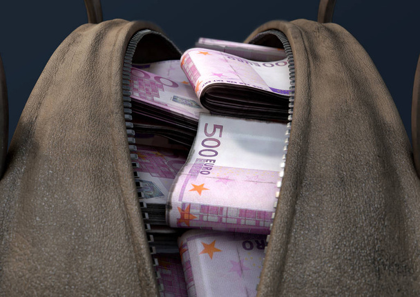 Kahverengi bir çanta içinde yasadışı para - Fotoğraf, Görsel