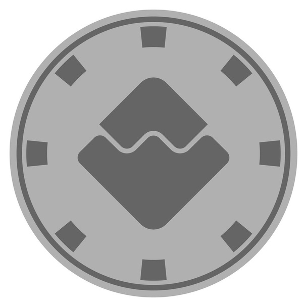 Waves Currency Silver Casino Chip - Вектор,изображение
