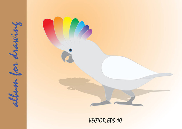 обложка для альбома для рисования - радужный попугай
 - Вектор,изображение