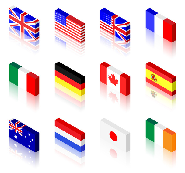 3D Flags - Vector, Image