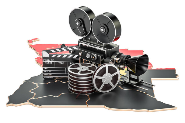 Αγκόλας κινηματογραφία, ταινία βιομηχανία έννοια. 3D rendering - Φωτογραφία, εικόνα