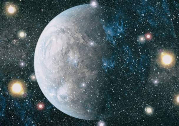 Αστέρια ενός πλανήτη και ενός γαλαξία σε έναν ελεύθερο χώρο. Στοιχεία αυτής της εικόνας που παρέχονται από τη NASA . - Φωτογραφία, εικόνα