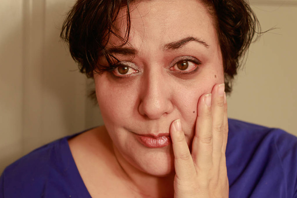 worried woman with short hair - Photo, Image