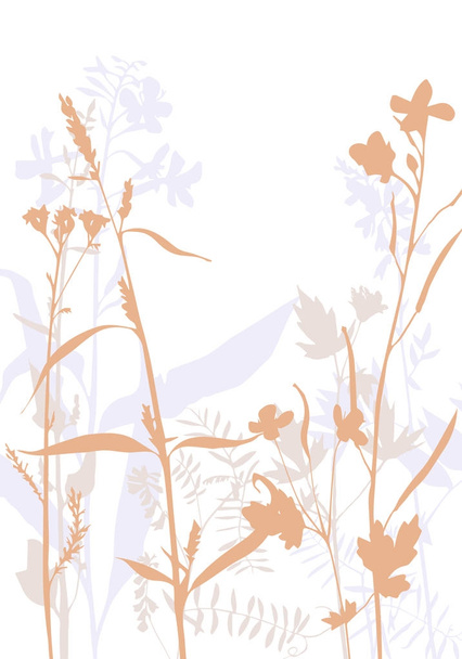 vector silhouettes of flowers and grass - Vector, Image