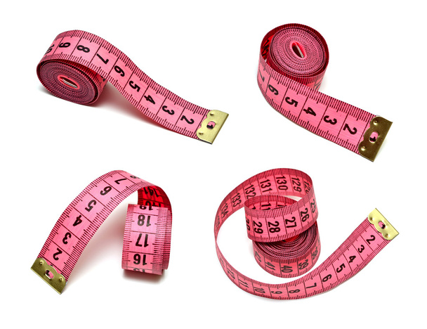 Pink measuring tape isolated on white - Photo, Image