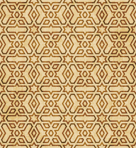 Retro kahverengi Islam sorunsuz geometri desen arka plan Doğu s - Vektör, Görsel
