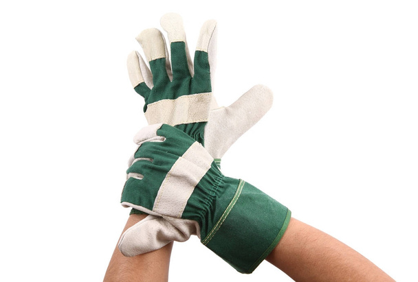 Hand mit Handschuh auf weißem Hintergrund - Foto, Bild