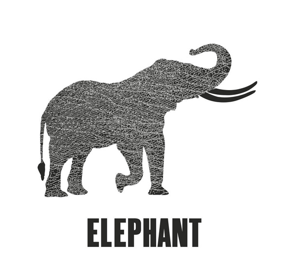 Eléphant isolé sur fond blanc, vecteur Illustration
 - Vecteur, image
