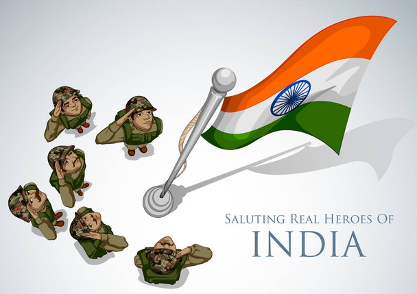 Indiano esercito sporcizia saluto falg di India con orgoglio
 - Vettoriali, immagini