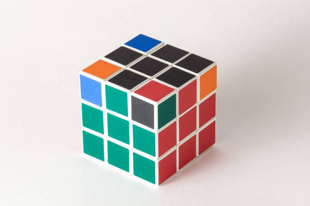 The Rubik`s cube on the white background. The solution sequence stage six - Valokuva, kuva