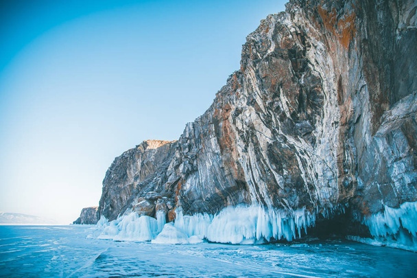 Ice cave, Lake Baikal, Winter landscape. - 写真・画像