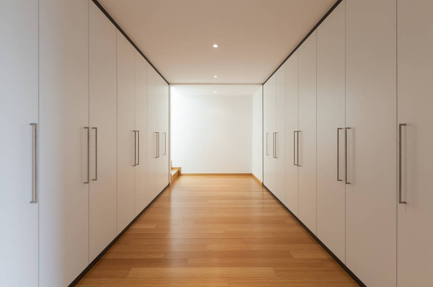Interior, long corridor with wardrobes - Foto, immagini
