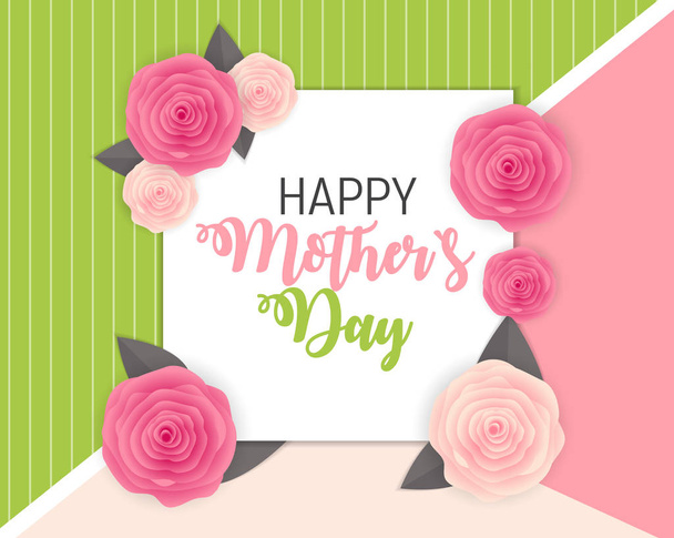 Happy Mother s Day Cute Background with Flowers. Vector Illustra - Vector, Image