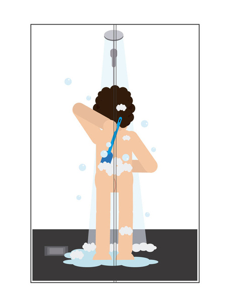 Человек, принимающий душ в векторе
 - Вектор,изображение