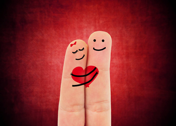 Twee gelukkige vingers verliefd - Foto, afbeelding